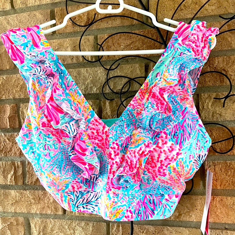 Lilly Pulitzer UPF 50+Luxletic Sucre Ruffle Sports Bra